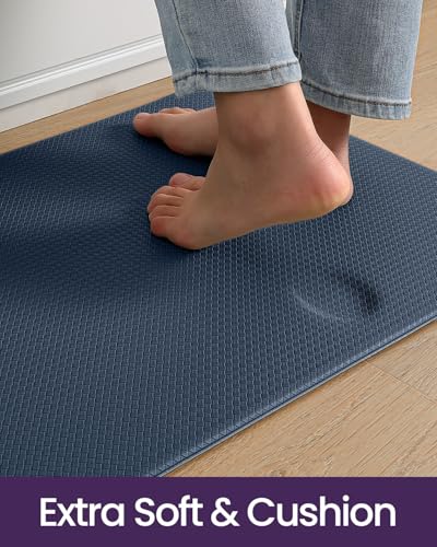 Kitchen Floor Mats Cushioned Anti Fatigue (Dark Blue / 59"l X 17"w X 0.4"th + 29"l X 17"w X 0.4"th)