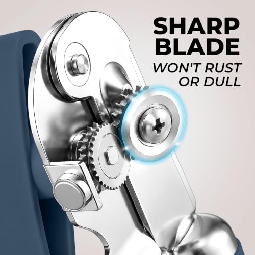 Stainless Steel Swing Open Manual Can Opener Comfortable Grip (Blue / Swing Open)