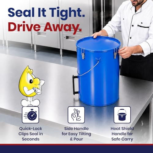 6 Gallon Blue Oil Grease Bucket & Filter Pot (#30L - 6 Gallon)