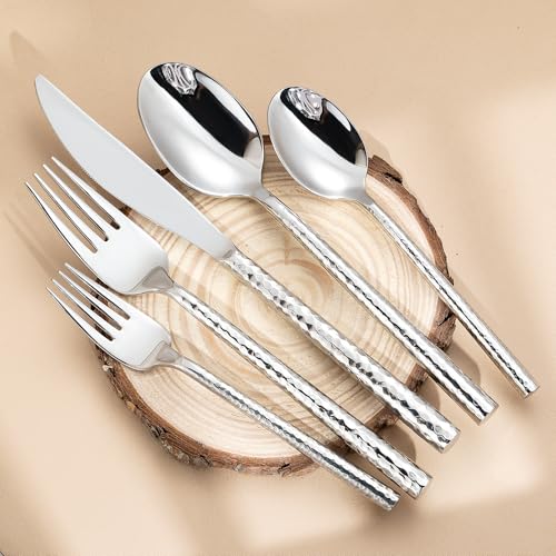 Hammered Silverware Set (Hammered Silver 20 pcs)