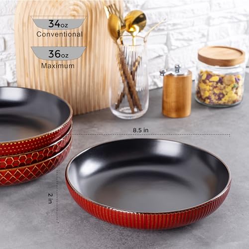 8.5'' Large Pasta Bowls (36oz / Rythmic Red)