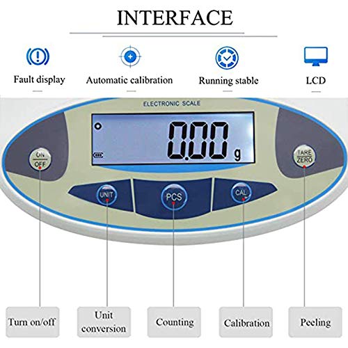 Lab Scale 10kgx0.1g Digital Precision Scale Electronic Balance Laboratory Weighing Industrial Scale Kitchen Counting Scale Scientific Scale Calibrated (10kg / 0.1g)