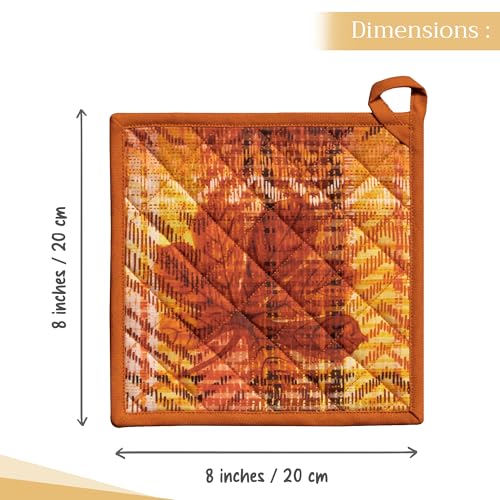Pot Holders 100% Cotton Potholders (061 - Thanksgiving Tartan / 8" x 8" (Pot Holder Pack of 1))