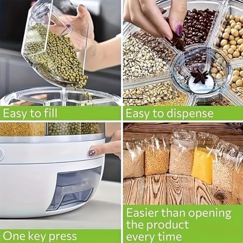 Rotating Grain Storage Bin 6 Grids Rice Container One (Large)