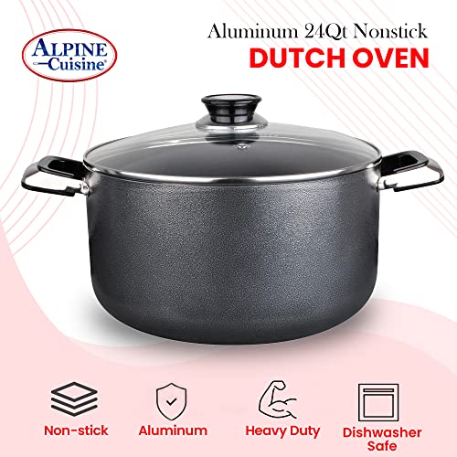 24 Quart Non stick Stock Pot with Tempered Glass Lid and Carrying Handles (24-Quart Stock Pot / Standard Packaging)