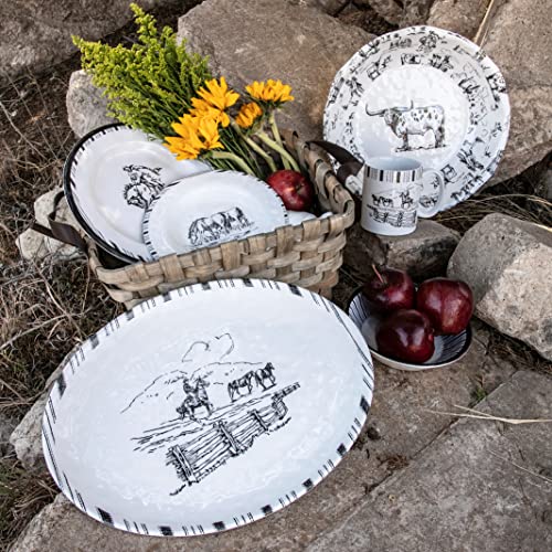 Ranch Life 14 Piece Melamine Plastic Dinnerware Set with Plates (14 Piece / Ranch Life)