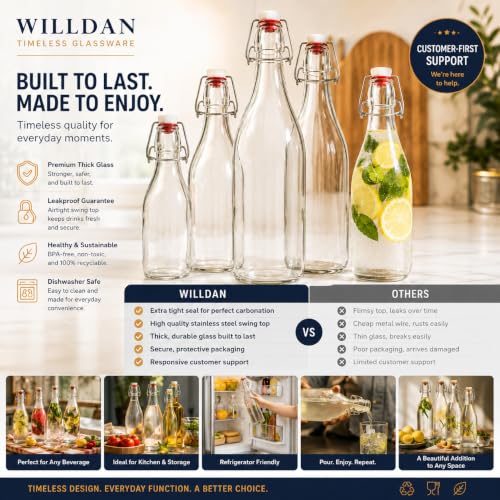 Swing Top Glass Bottles [1 Liter (2.3)
