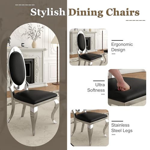 Modern Dining Chairs Set of 4 (Black/Silver / Set of 4)