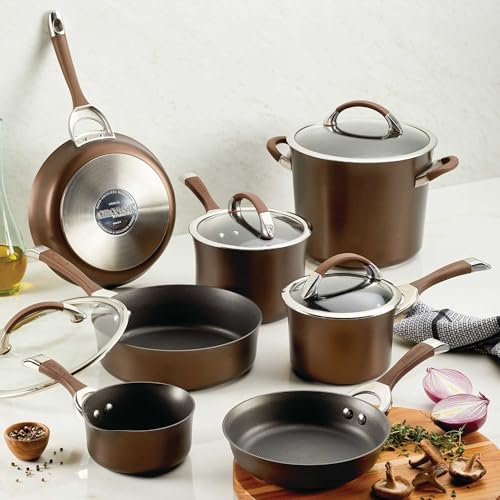 Symmetry Non Stick Pots and Pans Set (11 Piece Set / Chocolate)