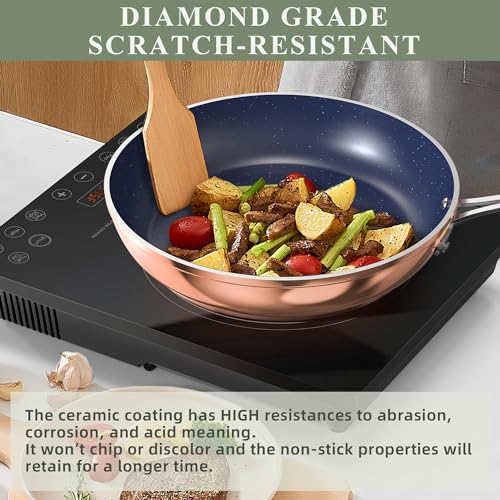 Healthy Duralon Blue Ceramic Nonstick Cookware Set (Metallic Rustic Copper / 12pc Cookware Set / Cookware Set)