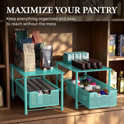 Stackable Under Sink Sliding Basket Drawer (Turquoise)