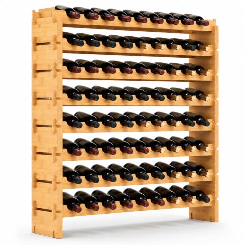 72 Bottle Wine Rack Stackable Bamboo Freestanding (72 Bottle)