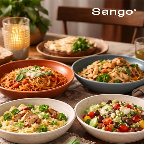 Siterra Painter's Palette Stoneware Pasta Bowls (Rustic Mix / Pasta Bowl Set)