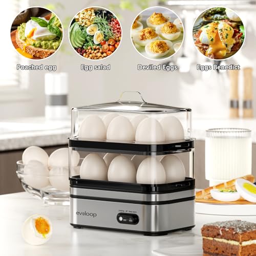 Rapid Egg Cooker Electric 12 Eggs Capacity (Silver)
