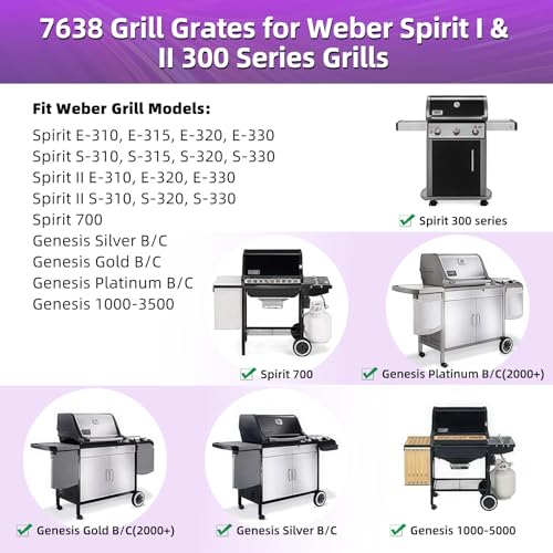 9MM 17.5" Stainless Steel Grill Grates for Weber Spirit E (17.5" Spirit 300)