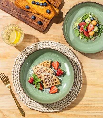 9.0" Ceramic Pasta Bowls Set of 6 (Set of 6 / Light Green)