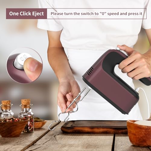 9 Speed Digital Hand Mixer Electric (Grape Purple)