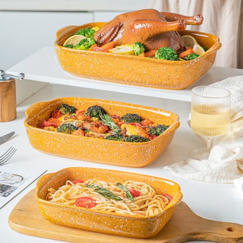 Ceramic Baking Dish Set of 3 (Orange)