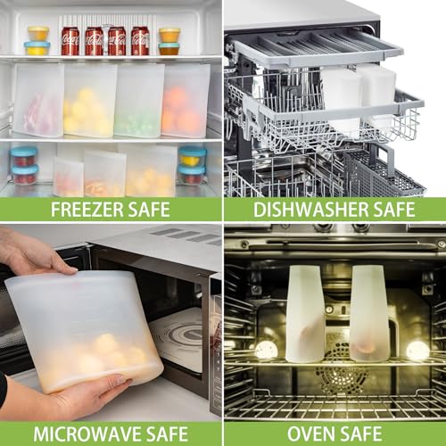 Reusable Storage Bags Extra Large (Translucent | 0.8 Gallon | 4 Pack)