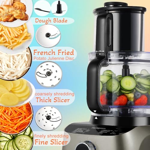 11-in-1 Food Processor and Blender Combo, 14 Cup Food Processor with Large Chute, 51 oz for Smoothies & Ice, for Chopping, Grinding, Slicing, Shredding, Purees & Dough, Dishwasher Safe (14 Cup)