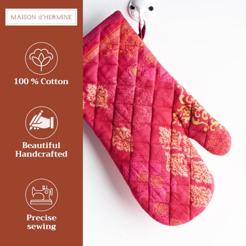 Maison d'Hermine Oven Gloves 100% Cotton Oven Mitt (045 - Versailles / 7.5" x 13" (Oven Mitt))