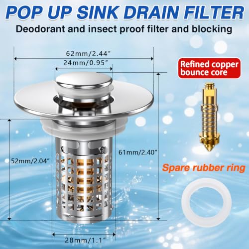Sink Stopper Hair Catcher (2,copper Square Mesh)