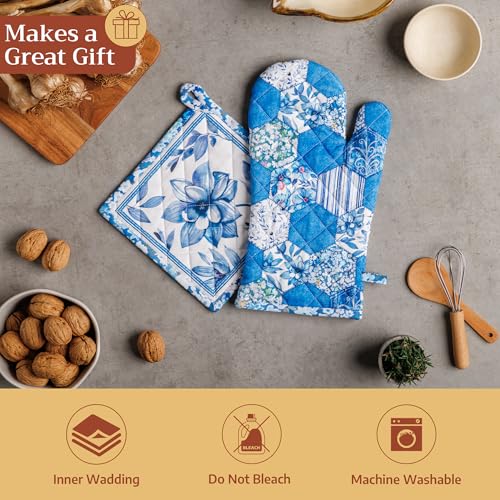 Pot Holders 100% Cotton Potholders (028 - Summer Blues / 8" x 8" (Pot Holder Pack of 1))
