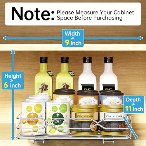 Pull Out Spice Rack (8.5”W x 10.5”D x 2.3”H)