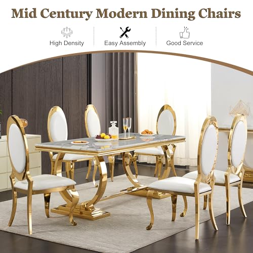 Modern Dining Chairs Set of 4 (White/Gold / Set of 4)
