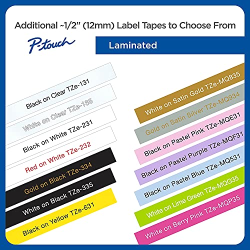Genuine P Touch TZE (Black on Yellow / 12mm (0.47”) / Pack of 1)