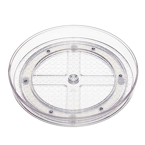 Clear Rotating Lazy Susan Turntable Organizer for Condiments (9" Diameter, 2-Pack)