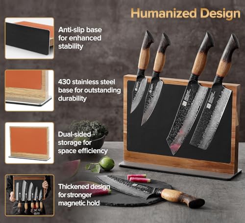 Double Sided Magnetic Knife Rack (Acacia Wood Knife Holder)