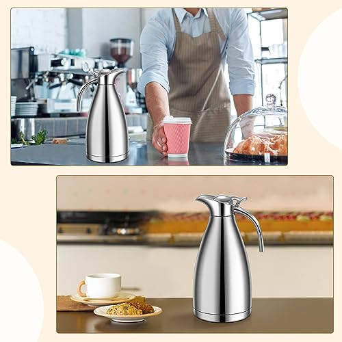 2 Pcs 68oz Thermal Coffee Carafe for Keeping Hot (Silver)