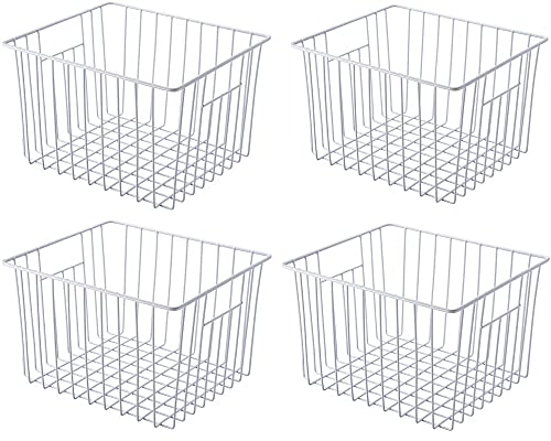 Freezer Baskets Freezer Wire Storage Basket (White / 11.8"L x 11.8"W x 7"H)