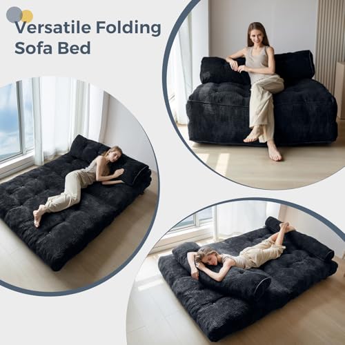 Folding Sofa Bed (Black / Full)