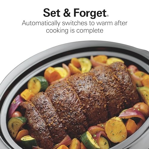 Portable 7 Quart Programmable Slow Cooker with Three Temperature Settings (Lid Latch Strap for Easy Travel, Black / 7 Quarts)