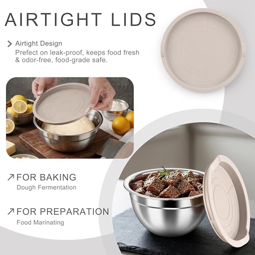 Mixing Bowls with Airtight Lids (Khaki / Airtight Lids)