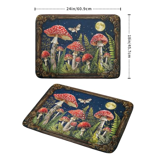 Mushroom Dish Drying Mat Absorbent Dish Drainer for Coffee Bar Kitchen Counter (Funny Mushroom 829 / 24" x 18")