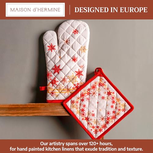 100% Cotton Oven Mitt & Pot Holder Set (082 - Crystal Star / 7.5" x 13" & 8" x 8" (Oven Mitt & Pot Holder))