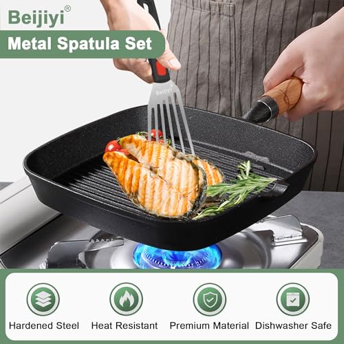 3 Piece Metal Spatula for Cast Iron Skillet (3 Pack)