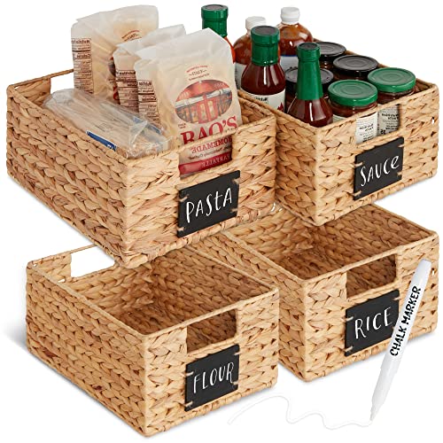Set of 4 9x12in Water Hyacinth Pantry Baskets (9x12x5in / Natural)