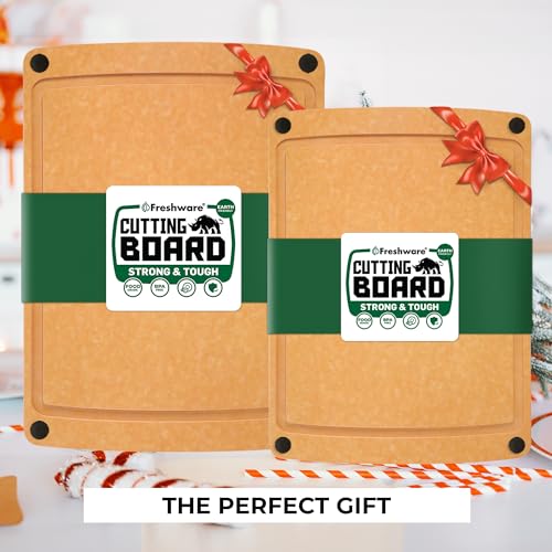 Wood Cutting Boards for Kitchen (Set of 2 [Groove] [Natural] / Set of 2)