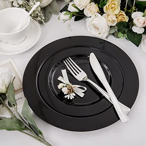 60PCS Black Plastic Plates (60 Count)