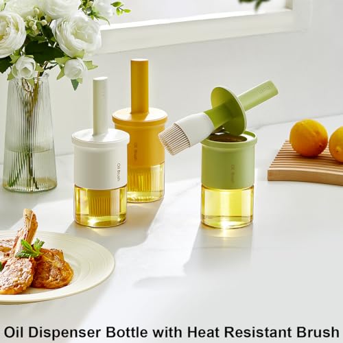 Glass Oil Dispenser with Heat Resistant Brush (Oil Dispenser-White)