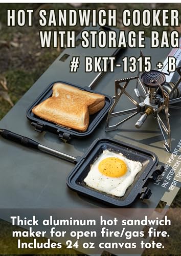 Sandwich Maker Hot Sand Single Burner Gas Fire Open Fire Compact Aluminum TT (Black w/ bag)