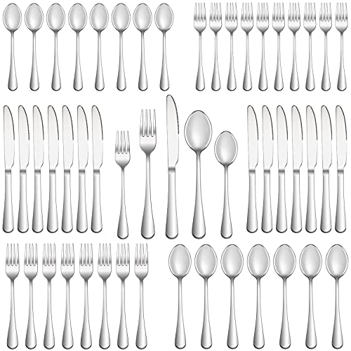 60 Piece Silverware Set Service for 12 (Silver)