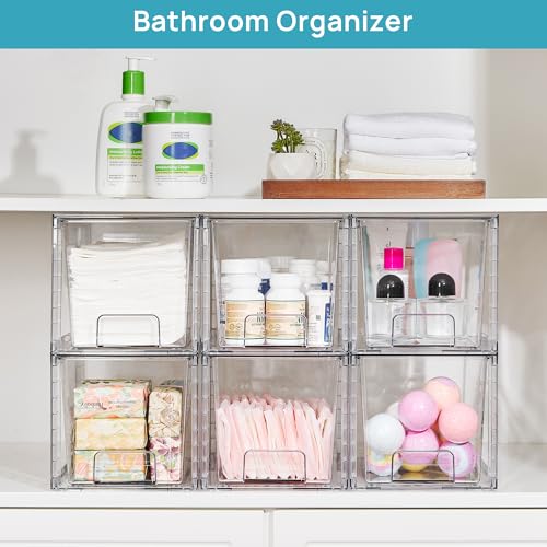 6 Pack Large Stackable Storage Drawers (Clear( 6 Pack))