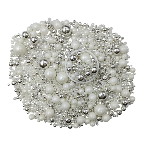 Edible White Silver Sugar Pearls Candy Sprinkles 120G (White Silver)