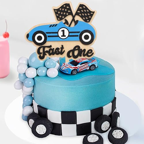 Wooden Fast One Cake Topper (Fastone-blue)