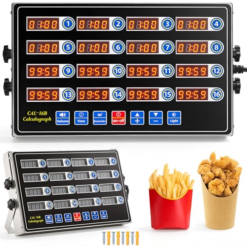1 Pack Commercial Digital Kitchen Timer for Cooking (16 Channel)